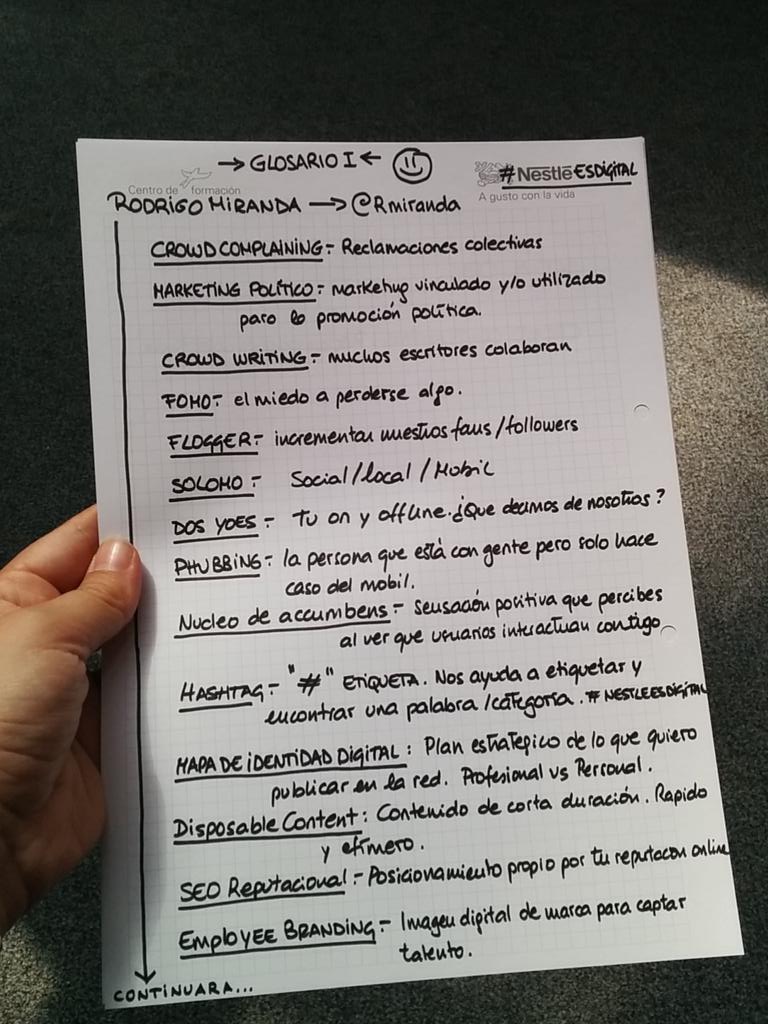 evacorretge's tweet photo. Primer glosario lleno de nuevos conceptos... Empezamos fuertes con @Rmiranda #NestleESDigital 👍 #digitalizando http://t.co/3p02SgGPni