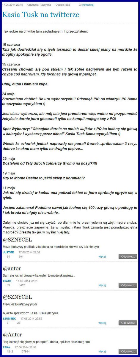 Panie Janke! A z Kasi Tusk to można idiotkę robić?