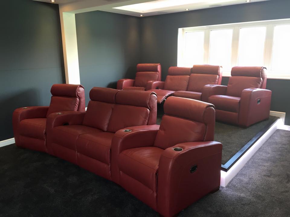 FrontRowSeating's tweet image. Two rows of leather seating installed by our FrontRow dealer The Home Cinema Company. They look great in red