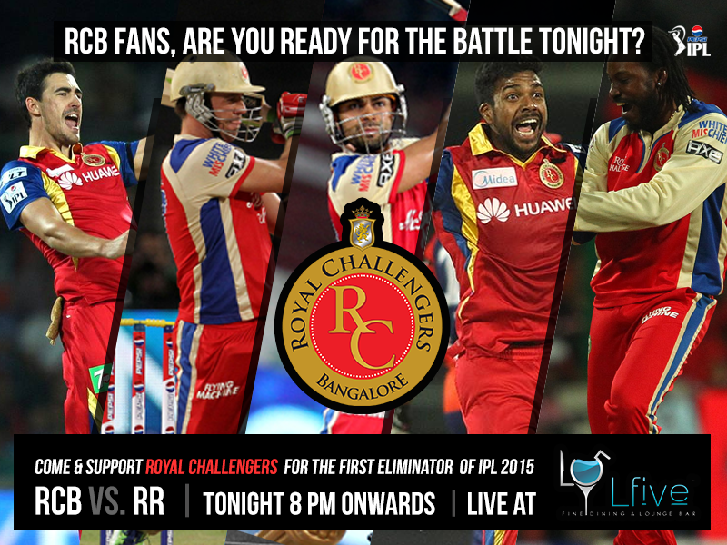 It's the RoyalsvsRoyals tonight! Which side of royalty are you on?! Watch it live at L5! #RCBvsRR