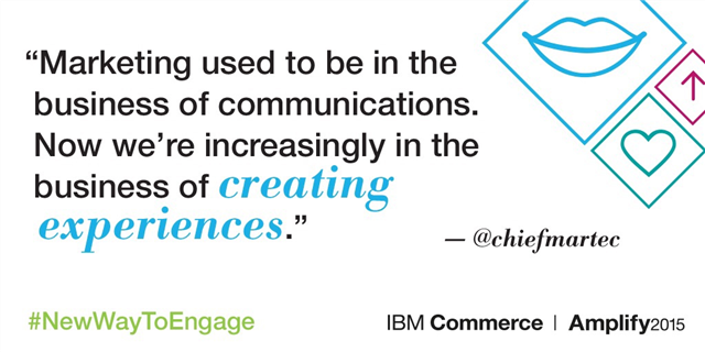 MT: <a href="/chiefmartec/">Scott Brinker</a> Mktg used to be in the business of comms. Now we're incr. in the business of creating experiences.