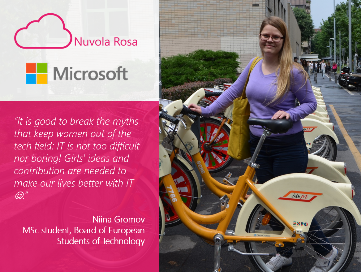 MSEurope's tweet image. 'It's good to break myths that keep women out of tech' @TechNiina at #PinkCloud #NuvolaRosa: bit.ly/1AjiEbk