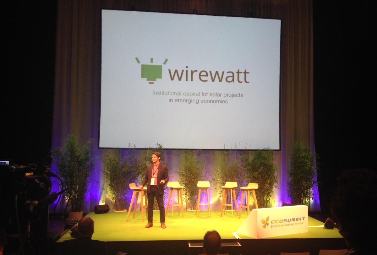 karinvsoest's tweet photo. Accelerating solar installations in upcoming markets with @wirewatt financing. Excellent pitch @ecosummit Berlin http://t.co/aqSnIwVsJE