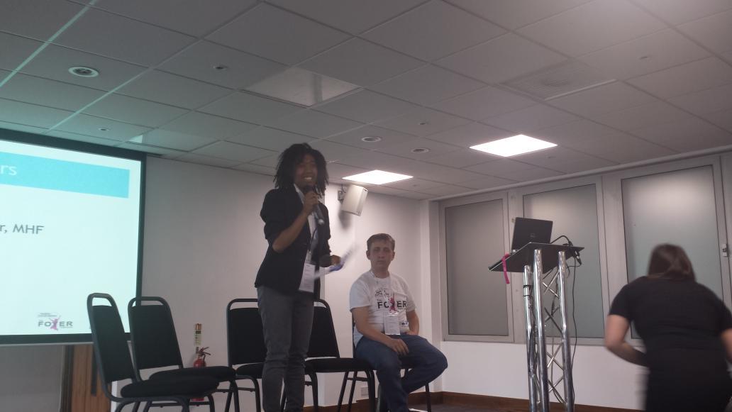 Ambassadors_HC's tweet photo. Our superstar Sirina-Monique takes tHE stage representing @MHF_tweets #AdvantagedThinking. Everyone has mental health http://t.co/pYY67vcM0y