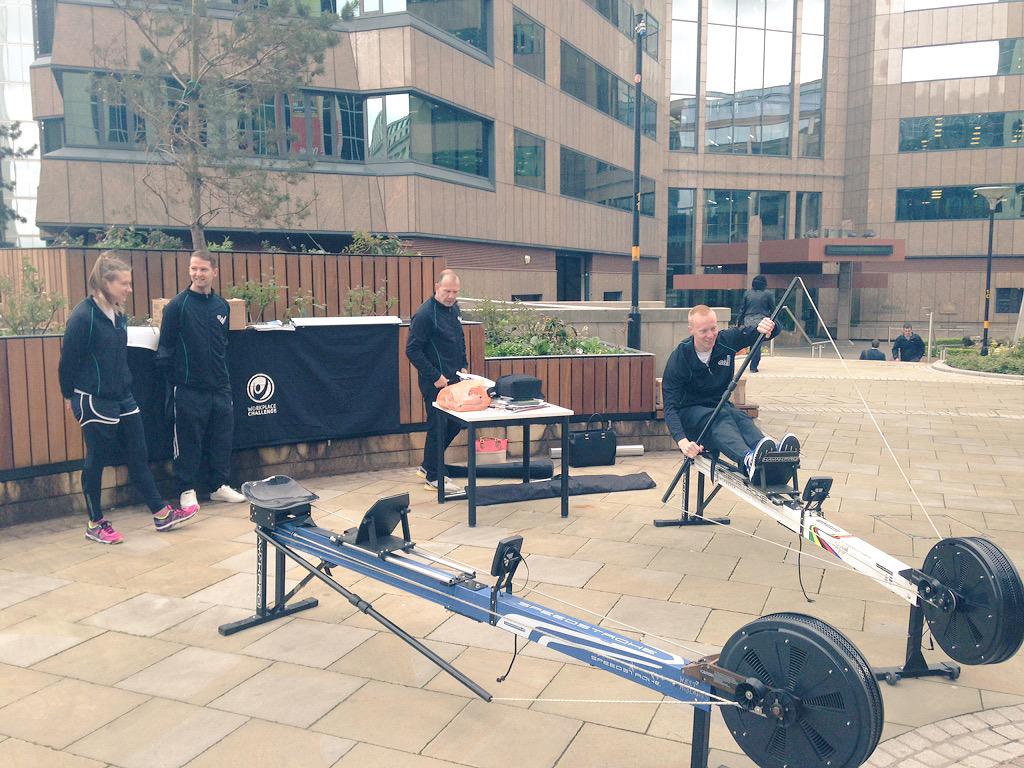 SportBirmingham's tweet photo. We're ready for our #MiddayMile event here at Colmore Square with @G0Canoeing & @BritishRowing for #WorkHealth2015! http://t.co/pq3Rzn3knT