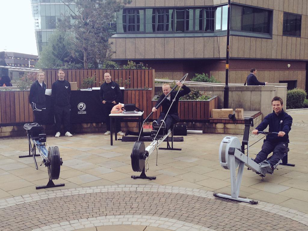 SportBirmingham's tweet photo. We're ready for our #MiddayMile event here at Colmore Square with @G0Canoeing & @BritishRowing for #WorkHealth2015! http://t.co/pq3Rzn3knT