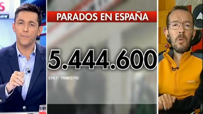 PODEMOS's tweet image. "Ya está bien de que el PP nos tome el pelo y que insulte nuestra inteligencia" @pnique #CampañaRectaFinalM4