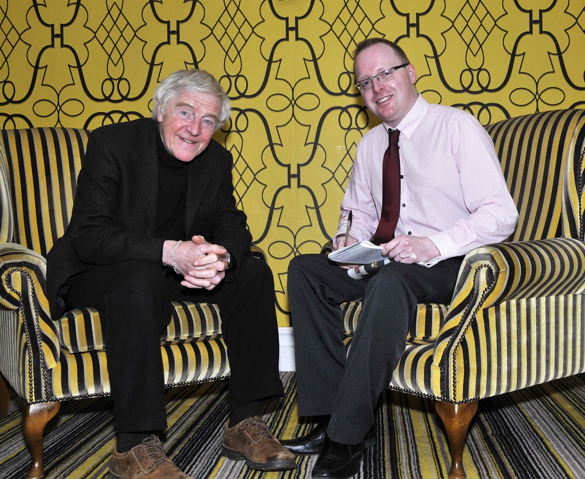 Droichead_Arts's tweet photo. @AbbeyTheatre #IanWatters from @droghedaleader interviews #EamonMorrissey about #MaevesHouse LAST SHOW TONIGHT 8.30pm http://t.co/BrG3NB3kKw