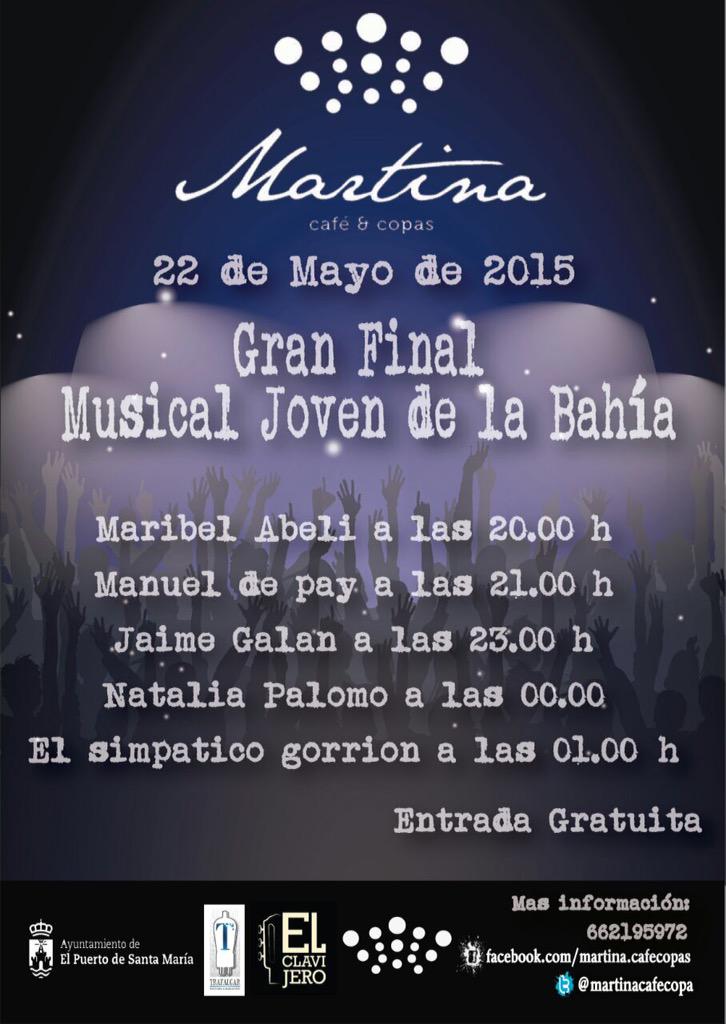 martinacafecopa's tweet photo. Viernes 22 de mayo, nuestra final del concurso Musical joven de la bahía http://t.co/CWjkdp3HAH