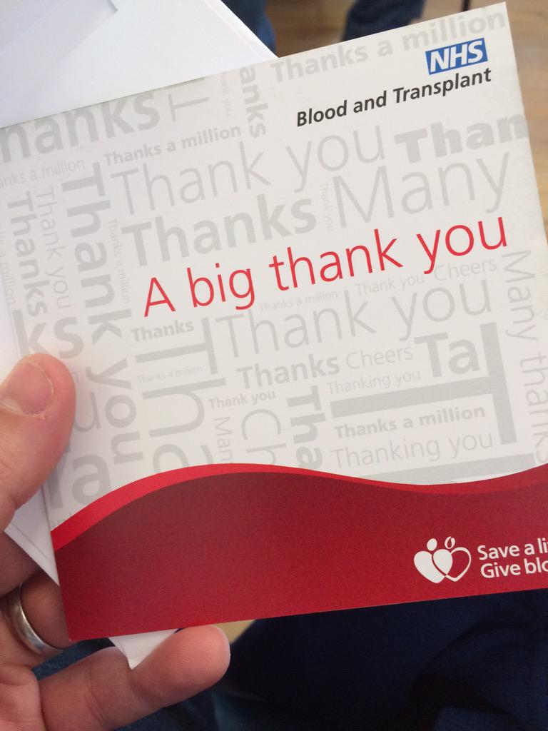 davidwaddington's tweet photo. Big thanks @GiveBloodNHS - I love getting cards! #10donations http://t.co/vrKl0L1EIW