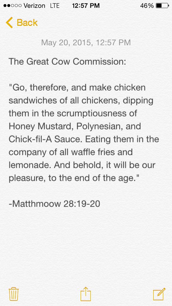 BarnesJameson's tweet photo. Preech Mor Chikin #SuCo2015 @ChickfilA http://t.co/vFFYHGlbLu