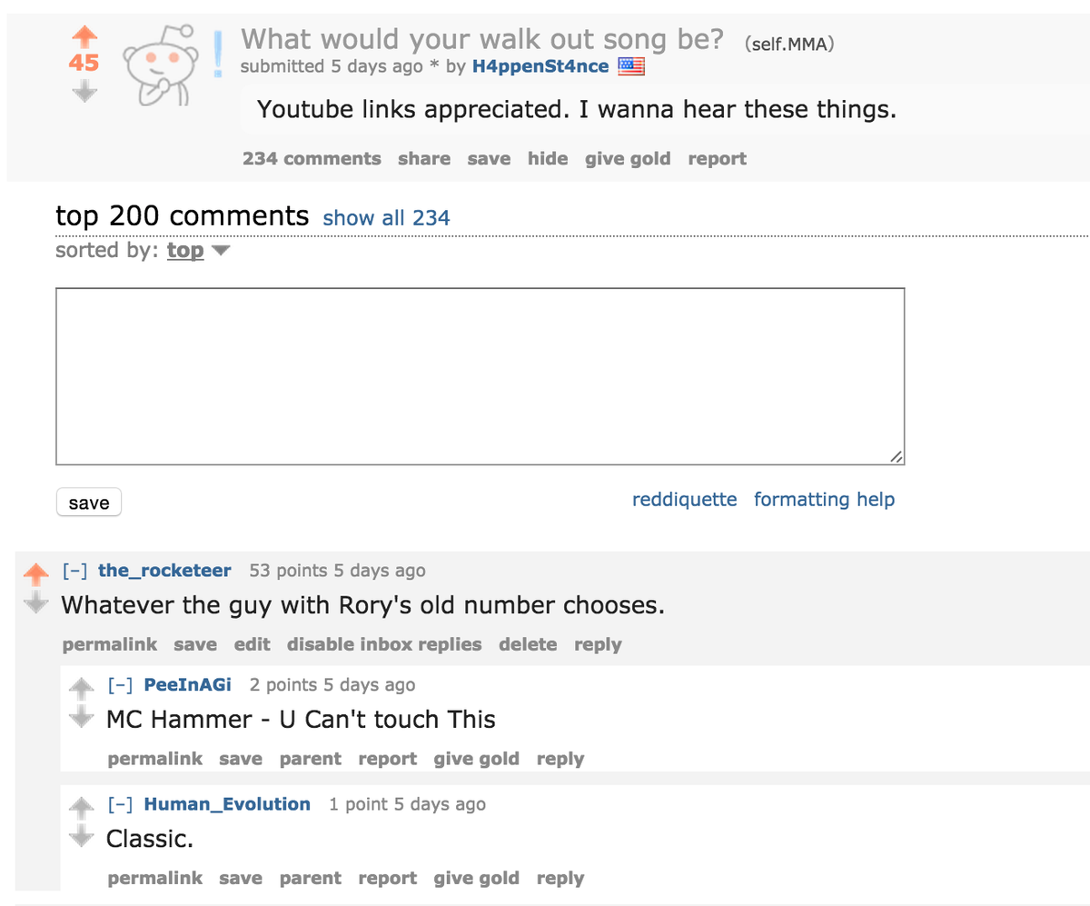 RyanJayLindsay's tweet photo. My most upvoted comment on Reddit... lol @rory_macdonald @joerogan http://t.co/GpJkUa1Cej