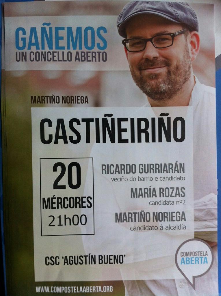 compostelaberta's tweet photo. Castiñeiriño, #queconcelloqueres? Ás 21:00 con @martinhonoriega, @maria_rzs e Ricardo Gurriarán http://t.co/NlXd17nD6J