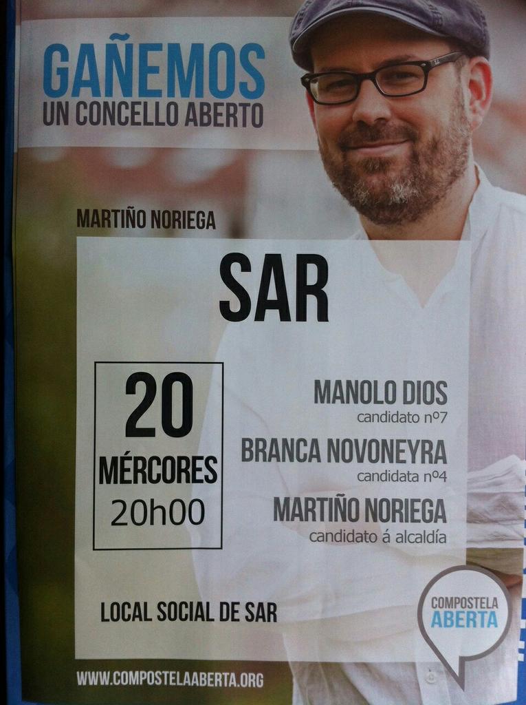 compostelaberta's tweet photo. Sar, #QueConcelloQueres? Ás 20:00 con @martinhonoriega, @BrancaNovoneyra e @ManuelDiosDiz http://t.co/6N3ZF3vqcQ