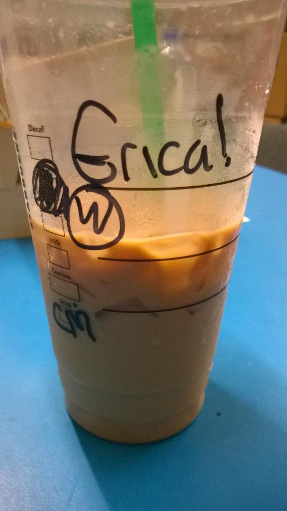 ErikaLashOrgnls's tweet photo. Grica!...? Not sure what W for the shots is, must be whiskey for #WhiskeyWednesday #Starbucks #Coffee http://t.co/3OXO6OuuSw