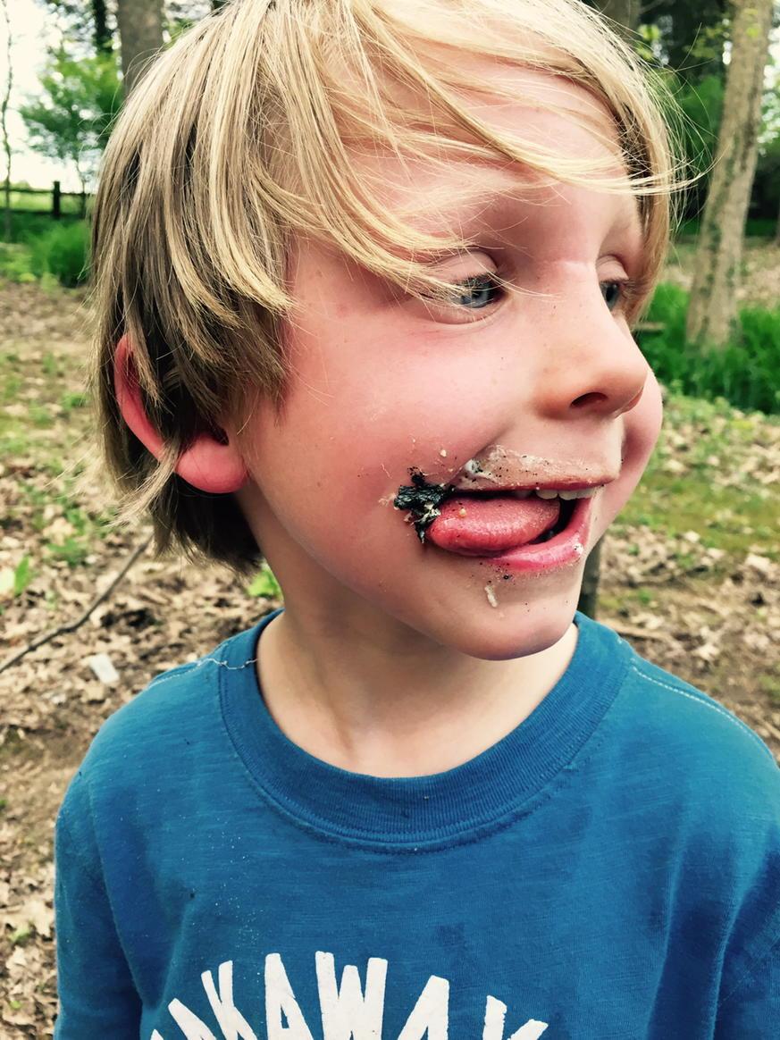 BrentBramer's tweet photo. the Cole-train turned 6 yrs old today... may he always reach for the last piece of dried up smore on his cheek #jazz http://t.co/ictw43mJkk