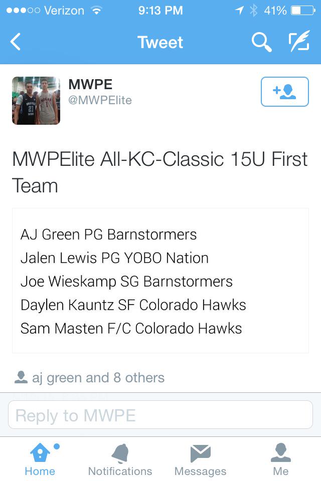 Yobo_Nation's tweet photo. Congrats to @Jroselewis making All tournament team in the KC classic! http://t.co/fTjof9sD1J