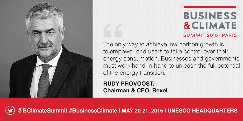 Rexel_Group's tweet photo. Rudy Provoost, our Chairman &amp; CEO, is now live at @BClimateSummit, raising the business voice. #BusinessClimate http://t.co/XIcGxd8HN3
