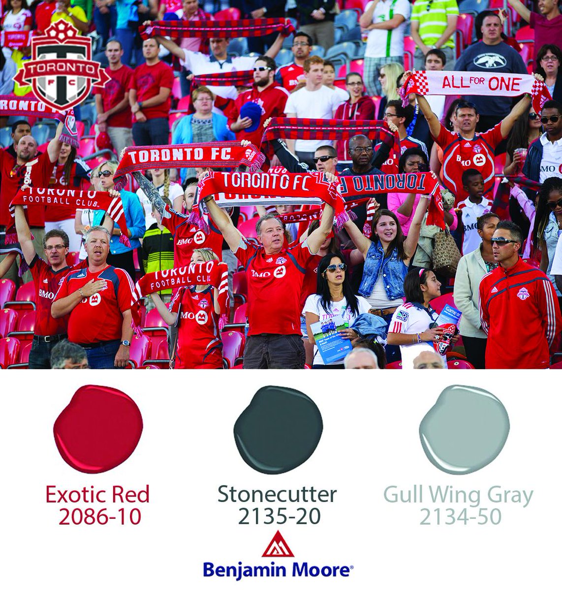 BenjaminMooreCA's tweet photo. RT &amp; follow us for chance to win 2 fieldside @torontofc tickets for June 20th game &amp; TFC scarves! #paintingthepicture http://t.co/QsUWJThJ4R