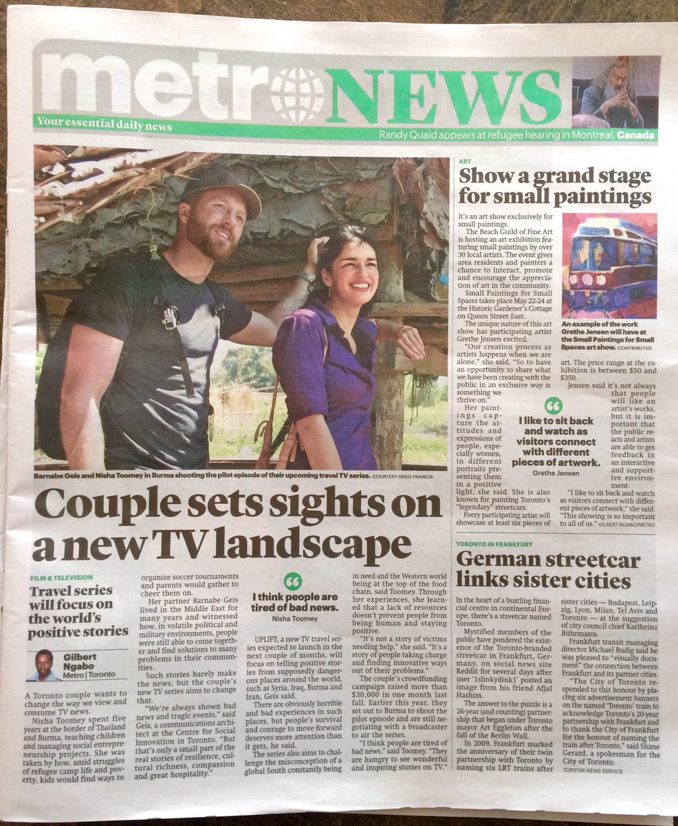Upliftyourtv's tweet photo. privileged to be in today's @metrotoronto! You can watch the sizzle for the show http://t.co/IIwAAqVB8t #travel #TV http://t.co/7KPARMRHnJ