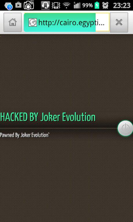 J0K3R_3VOLUT10N's tweet photo. National Egypt site hacked by joker evo
http://t.co/8ig9iQ02QO
#OpEgypt
#TangoDown
#SaveMorsi
#R4BIA http://t.co/xOMs5bYUOX