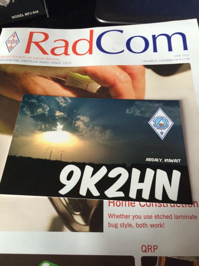 M0SDV's tweet photo. 2in 1 today!! A qsl from Kuwait and Radcom😀. #Radiopost http://t.co/sQb5zawAIj