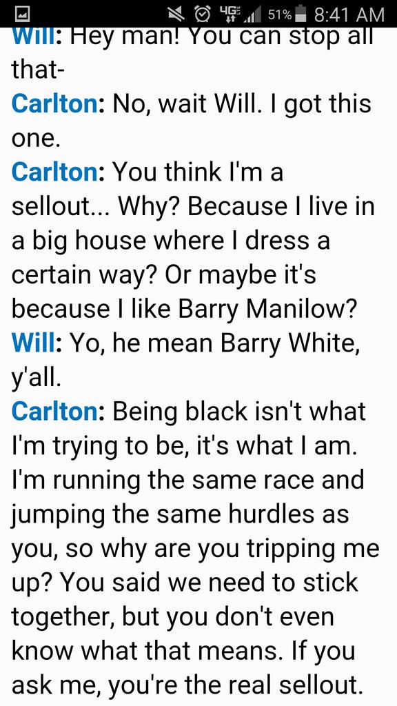 TheJourney378's tweet image. Carlton to TopDog in the episode Blood is Thicker than Mud.
@BuzzFeeders @BuzzFeed #BlackLivesMatter  #SameRace