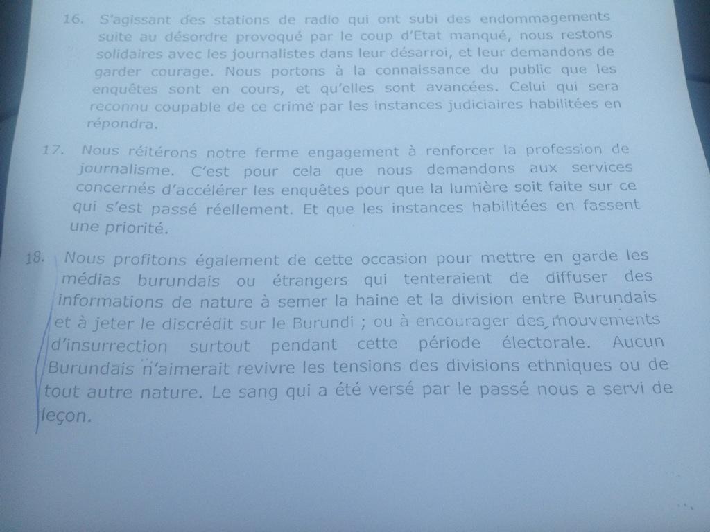 #Burundi: Nkurunziza warns national &amp; foreign media for formenting hate &amp; divisions  via <a href="/RFI/">RFI</a>'s <a href="/SoniaRolley/">Sonia Rolley</a>
