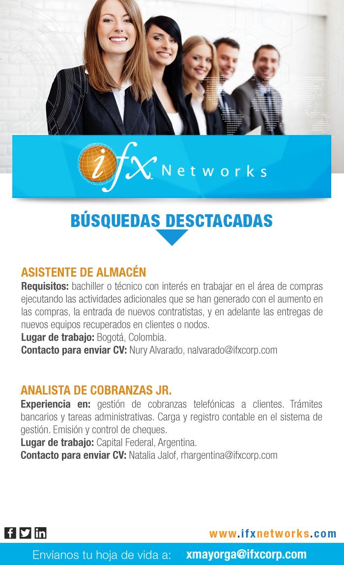 IFX_NETWORKS's tweet photo. ¡Queremos que seas parte de #IFX! Te compartimos nuestras búsquedas destacadas de Colombia y Argentina #IFXJOBS http://t.co/BYRoRyNhzy