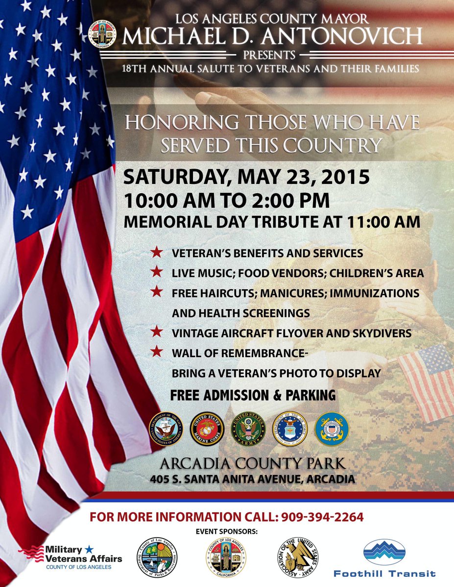 CleanLA's tweet photo. Join us in #Arcadia 4 the Salute to #Veterans @mikeantonovich event! #CleanLA will educate on #HHW &amp; #ewaste ! #NPWW http://t.co/apTbpOZpVj