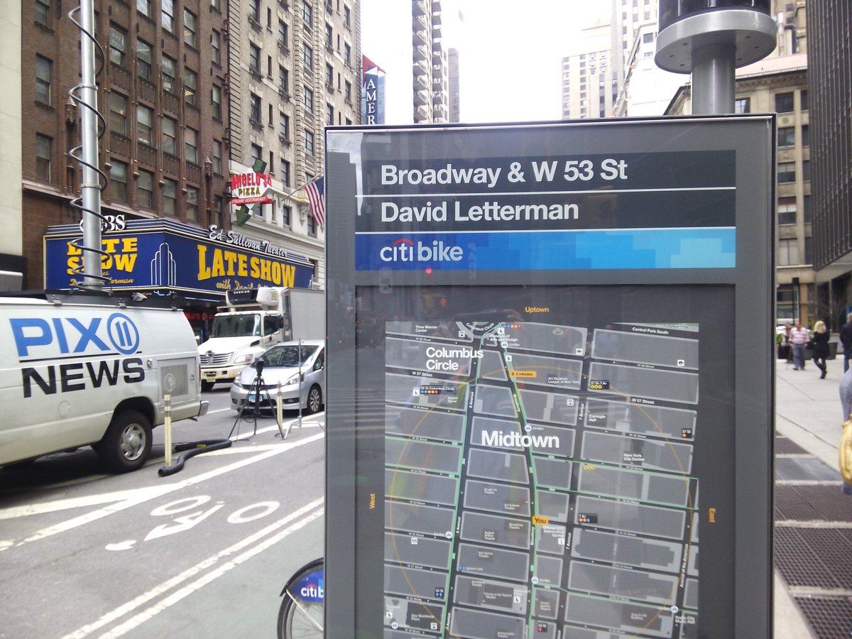 CitiBikeNYC's tweet photo. Adding our small tribute to a New York legend, and a friend of #CitiBike. We'll miss you David Letterman! http://t.co/l5YMDb4Jm1