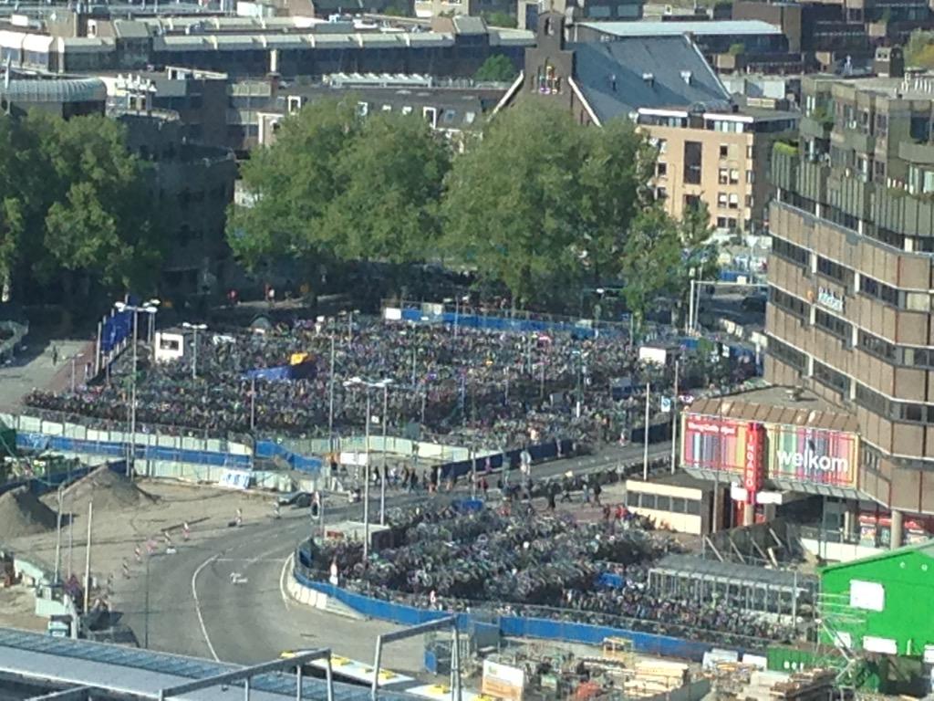 View of bicycle parking outside train station in #Utrecht #ecomm2015