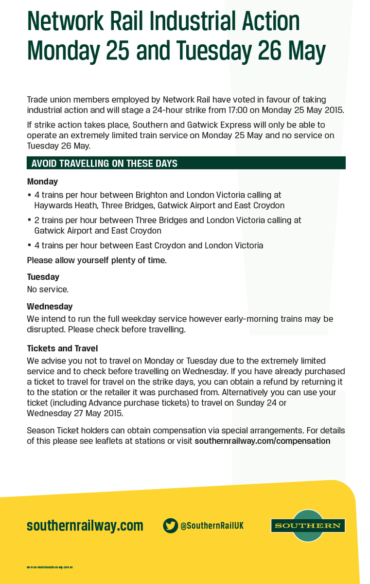 Information on the <a href="/networkrail/">Network Rail</a> #IndustrialAction for Monday 25th &amp; Tuesday 26th May.