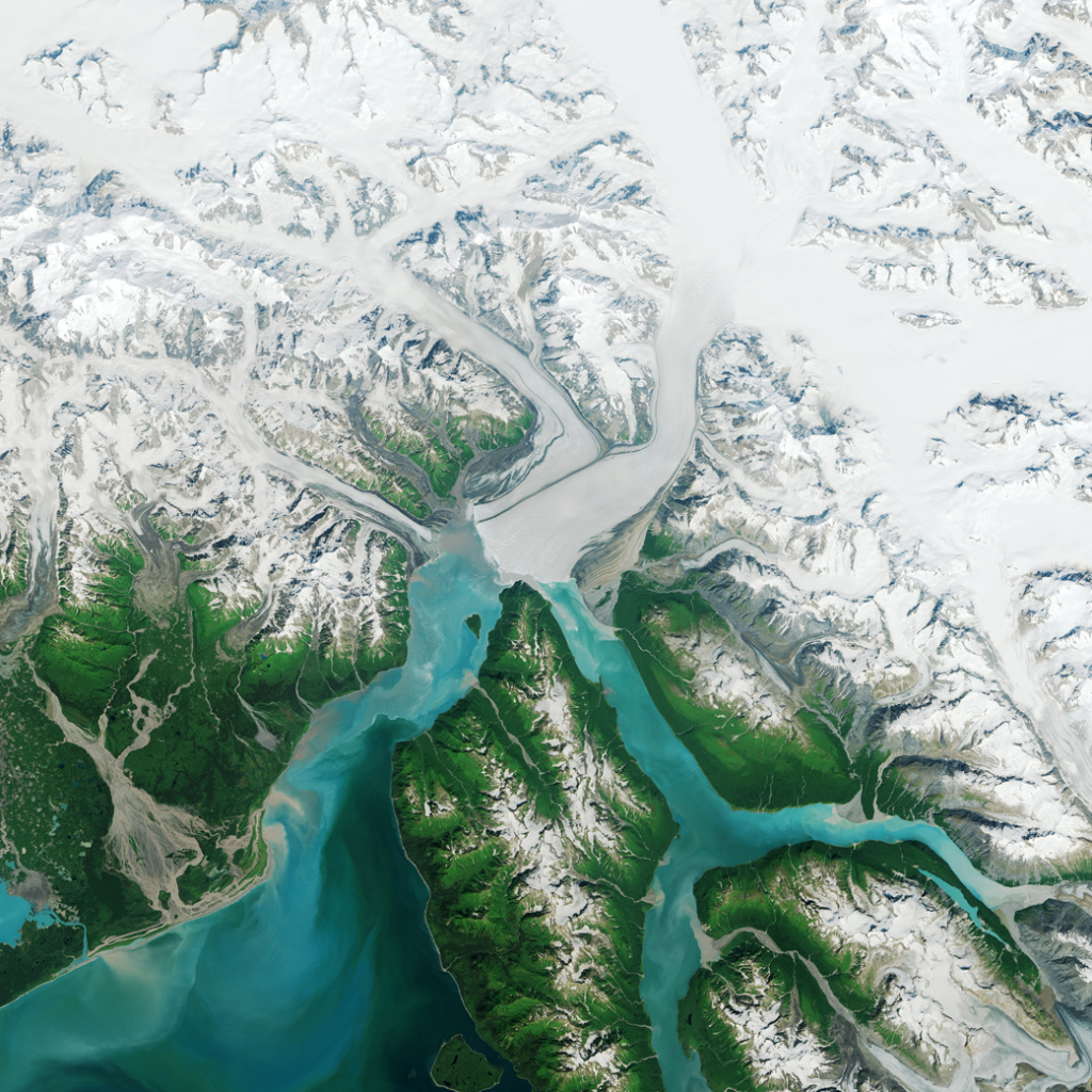 NASA's tweet photo. Alaska’s Hubbard Glacier is thickening &amp; advancing into Disenchantment Bay: http://t.co/ulN1l34b69 #EarthRightNow http://t.co/gstZzTjc24