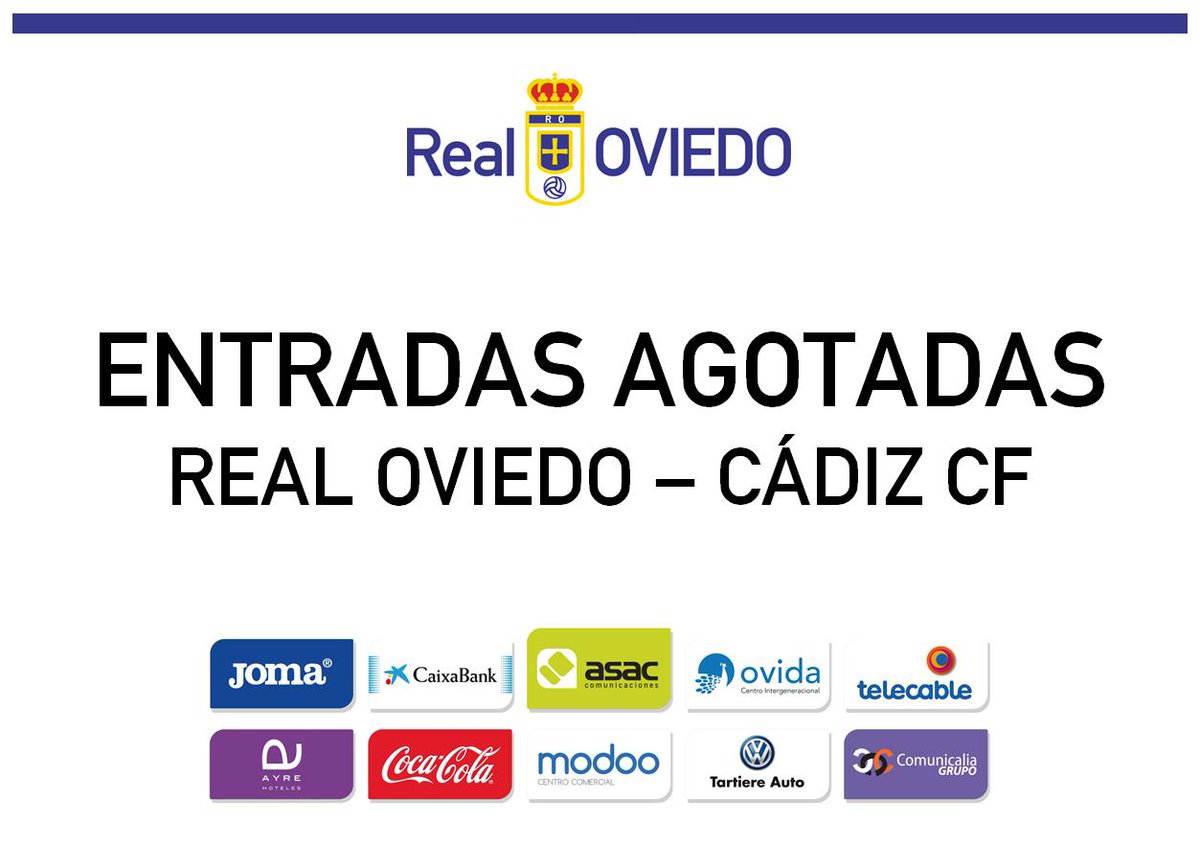 RealOviedo's tweet photo. No hay billetes: ENTRADAS AGOTADAS para el #RealOviedo - @Cadiz_CF 
No traten de entenderlo.
#locosporverteganar http://t.co/IN2ji8F6rN