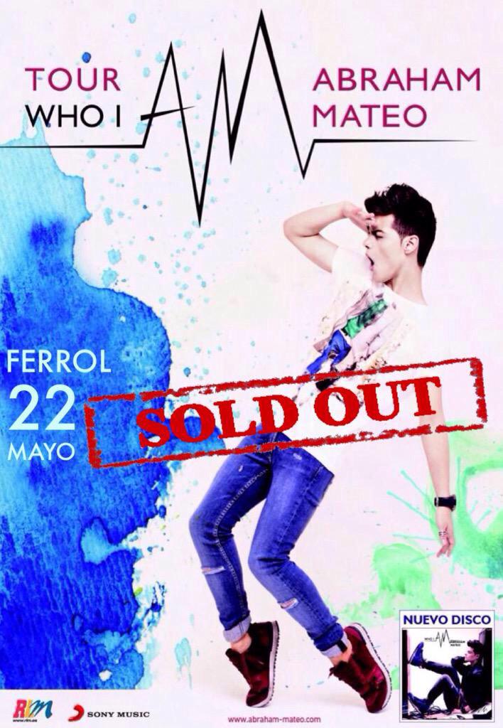 Agotadas las entradas para el concierto del 22 de mayo en FERROL (Galicia)! GRACIAS chic@s! #TourWhoIAM #SoldOut 😘