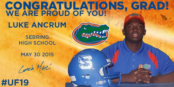CoachMcElwain's tweet image. Congrats, @lukeancrumjr on your high school graduation today! #UF19 #GoGators