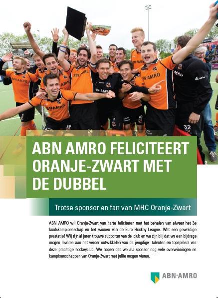 Wij mogen al jaren als sponsor betrokken zijn bij <a href="/MHCOranjeZwart/">MHCOranjeZwart</a>, met als hoogtepunt de dubbel van dit jaar! #trots