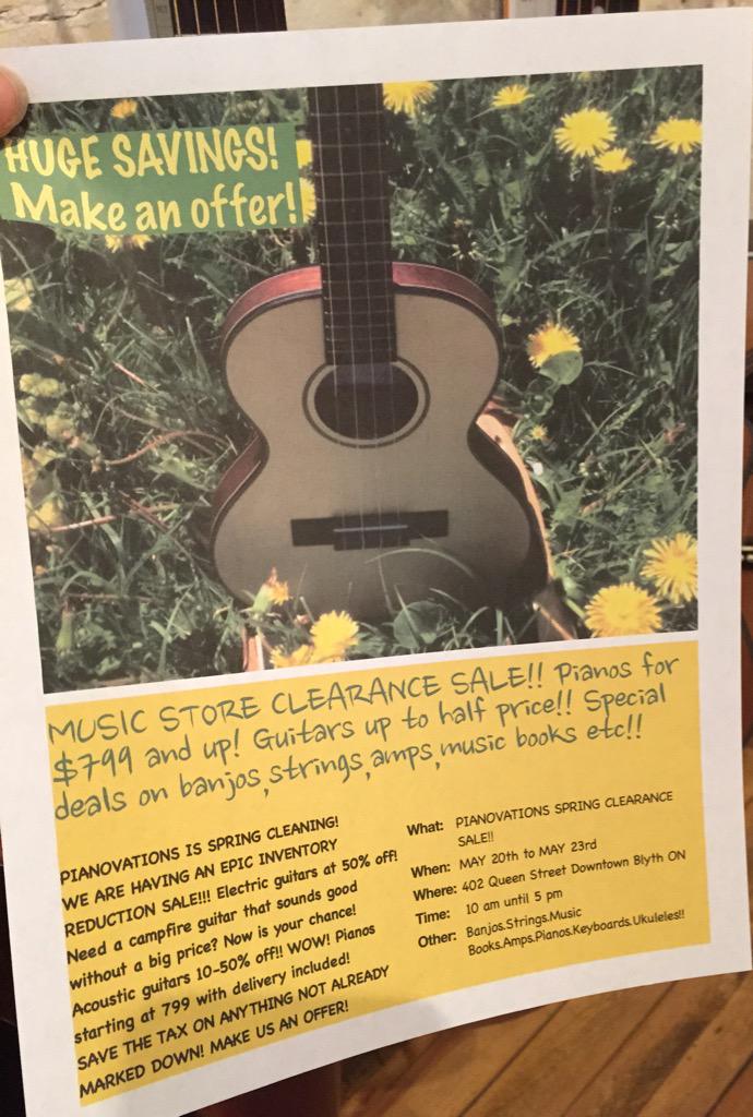 Looking for a campfire guitar? A sweet deal on a piano? Epic sale on this week at Pianovations May 20th-23rd!!