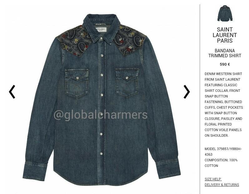 globalcharmers's tweet photo. #top today in saint laurent bandana trimmed shirts €590
© at pic http://t.co/Jv44QMUYpS