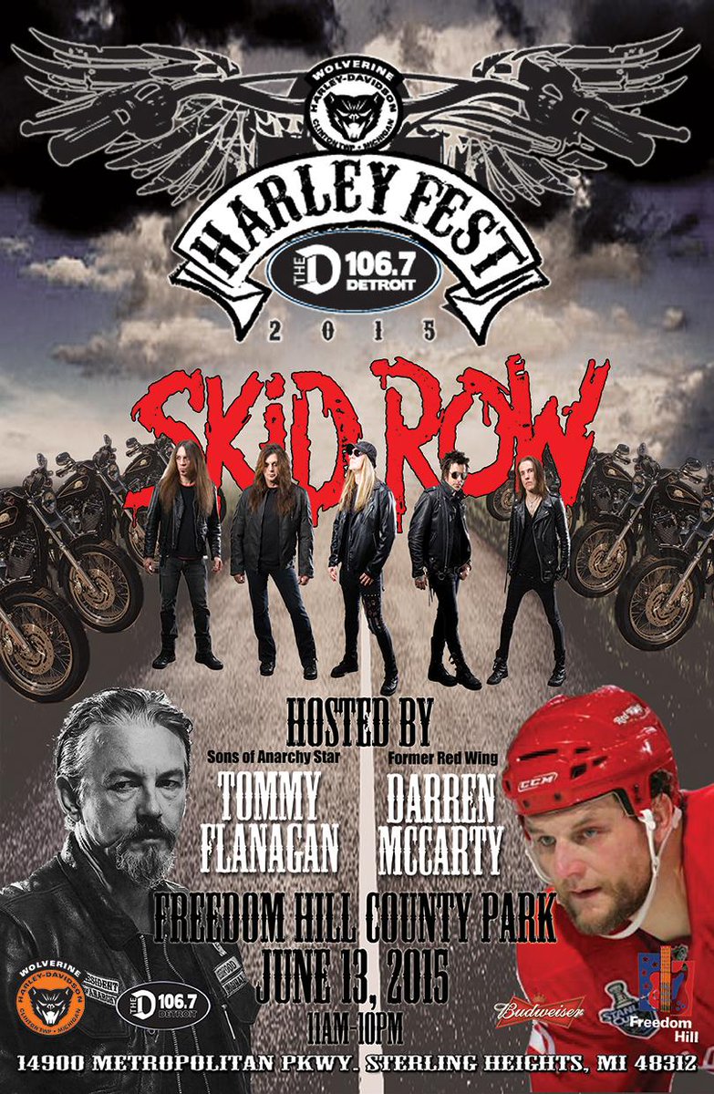 HarleyFestMI's tweet photo. Who's revved up for @SonsofAnarchy's @TommyFlanagan &amp; @DetroitRedWings' Darren McCarty to co-host @HarleyFestMI ?! http://t.co/eRv6S8Oy8D