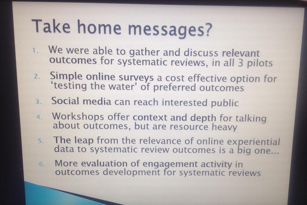 COMETinitiative's tweet photo. @sally_crowe - take home messages for public engagement #cometv http://t.co/oXNsnAGOIs