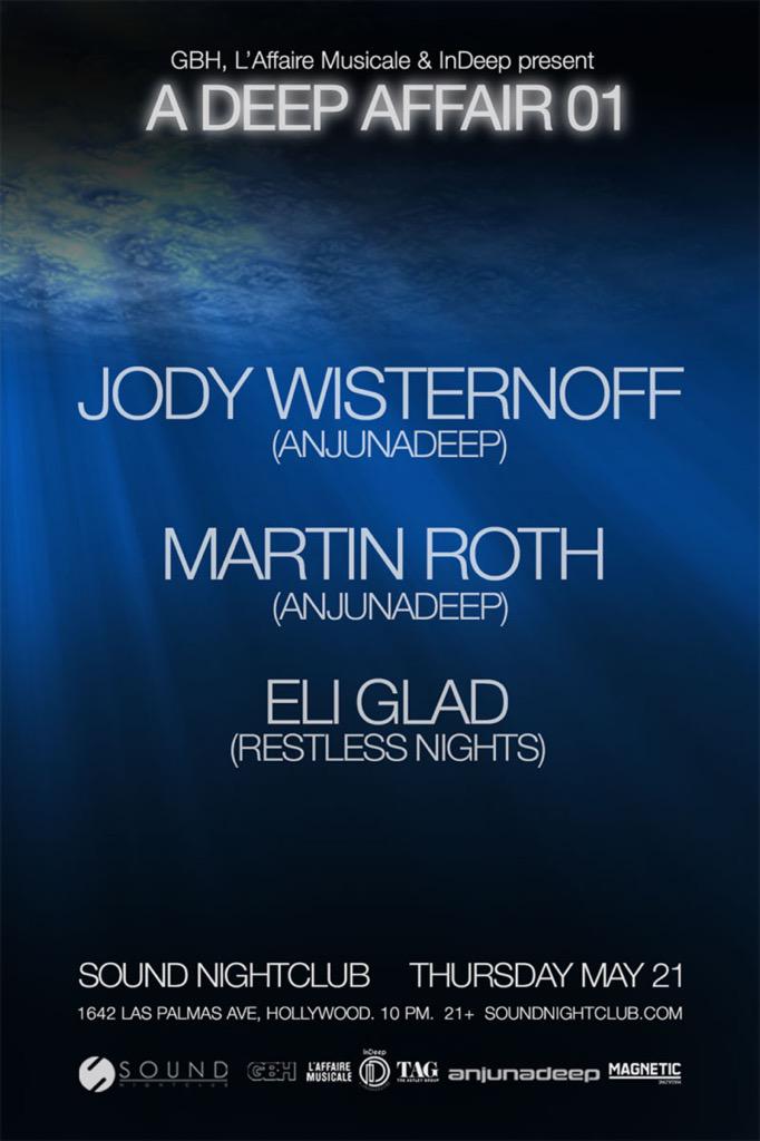 Anjunadeep's tweet image. LA: Our boys @jodywisternoff and @djmartinroth are in town tomorrow night at @Sound_Nightclub! Going to be big 😉🇺🇸