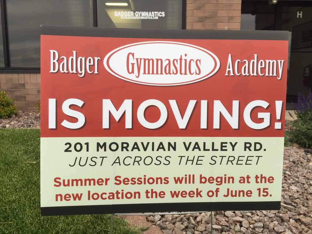 BadgerGym's tweet photo. Badger Gymnastics of Waunakee is moving! http://t.co/RVN2QtQx9A
