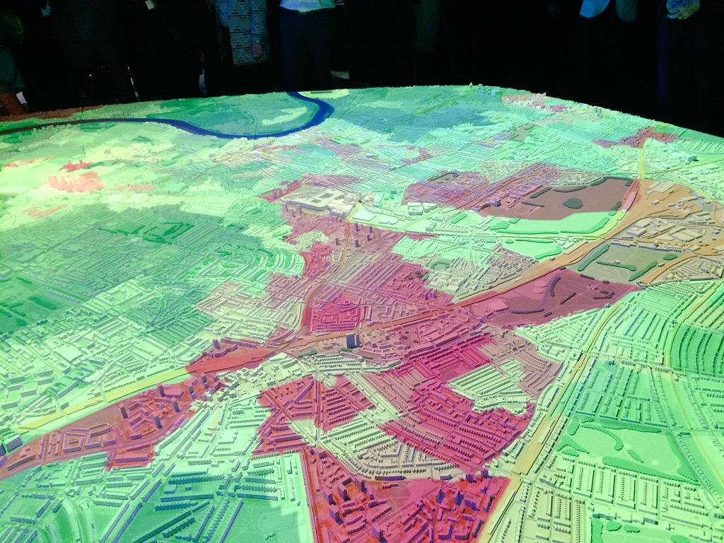 nlalondon's tweet photo. The New London Model in all its glory with @OrdnanceSurvey data projecting onto it #NewLondonModel http://t.co/F1Jo6uwkGq