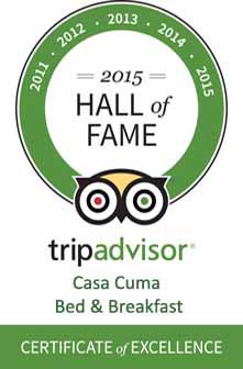 casacuma's tweet photo. Thanks to our wonderful guests, Casa Cuma Bed &amp; Breakfast is a winner of Certificate of Excellence Hall of Fame. http://t.co/1s8bTAmlpJ