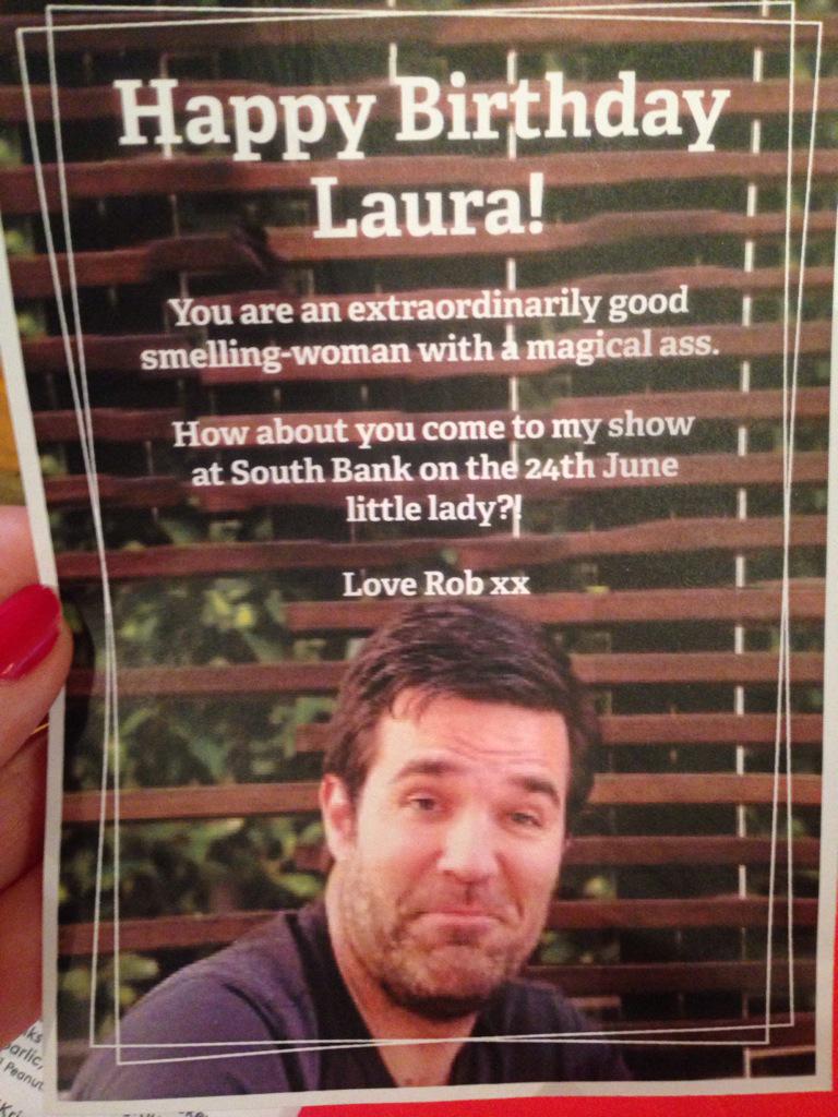 lolatully's tweet photo. Birthdays don't get much better than this, thanks @robdelaney @SharonHorgan @ronners2 http://t.co/uMueBmSsZw