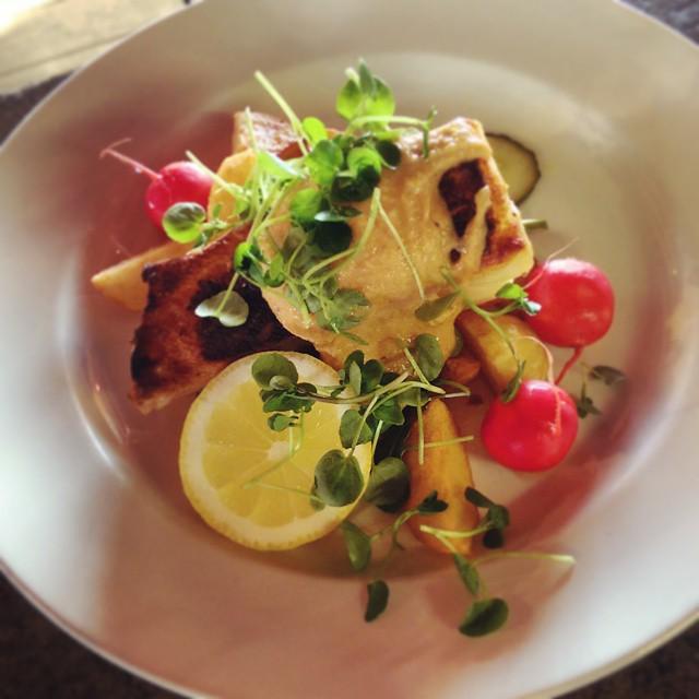 rooftopcafeldn's tweet photo. On the menu tonight. Pollock, smoked cods roe, fried potatoes, home pickles. Stunning doesn't even begin to describ… http://t.co/pvDSxj1VD6