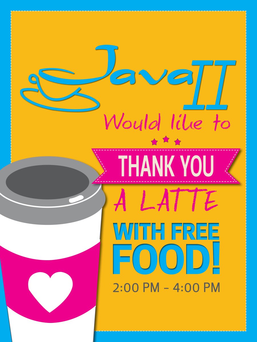 MUFOOD's tweet image. Like free food? Meet us at the Library foyer tomorrow 2-4pm #Java2 #BeaverNation #FreeFood #CustomerAppreciation