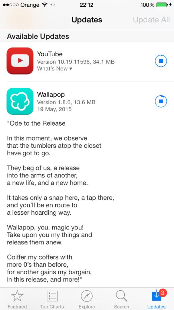 Another brilliant "update" from <a href="/wallapop/">Wallapop</a>. They're poets!! <a href="/Wallapop_UK/">Wallapop UK</a>